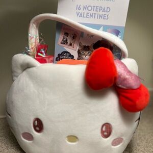 Hello Kitty Plush Basket with Red Bow